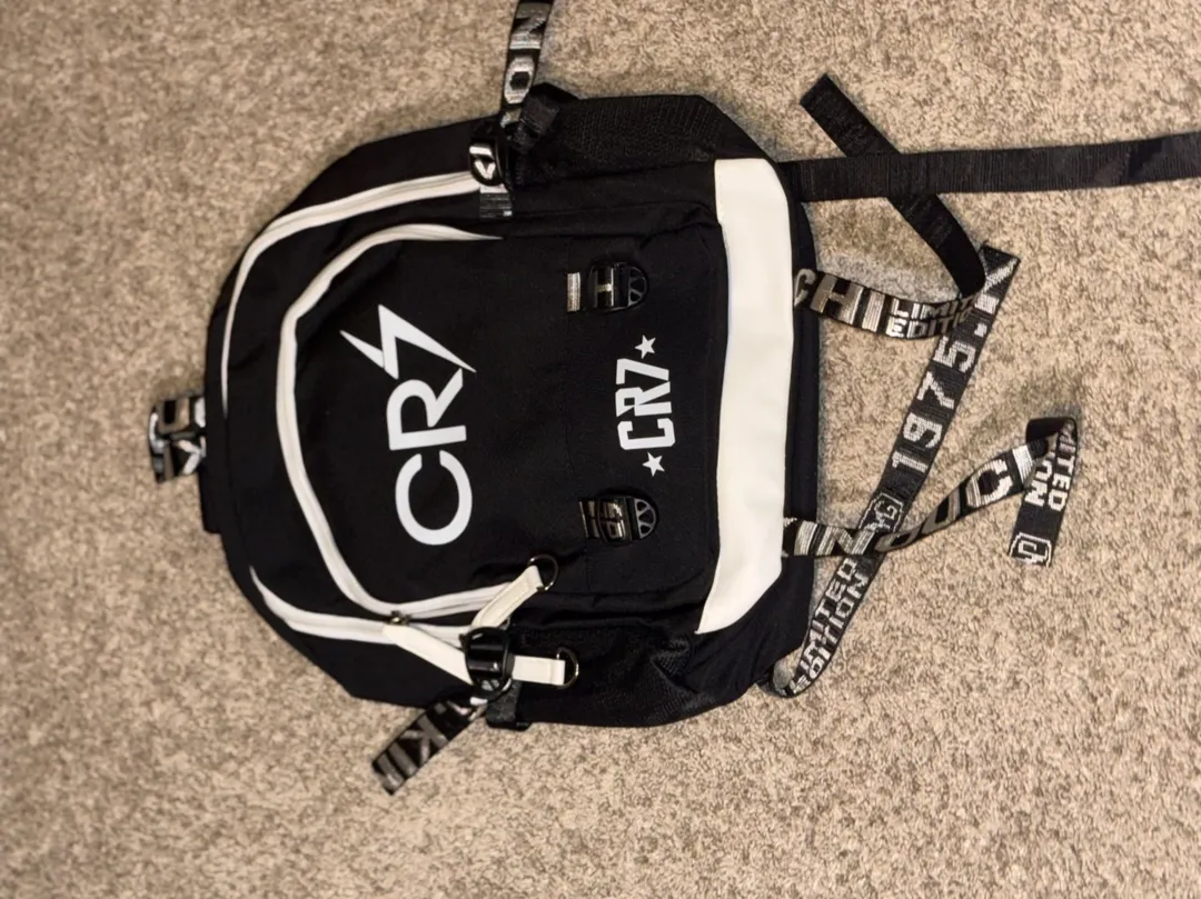 CR7 Cristiano Ronaldo Black White Backpack Laptop School Travel Bag ...