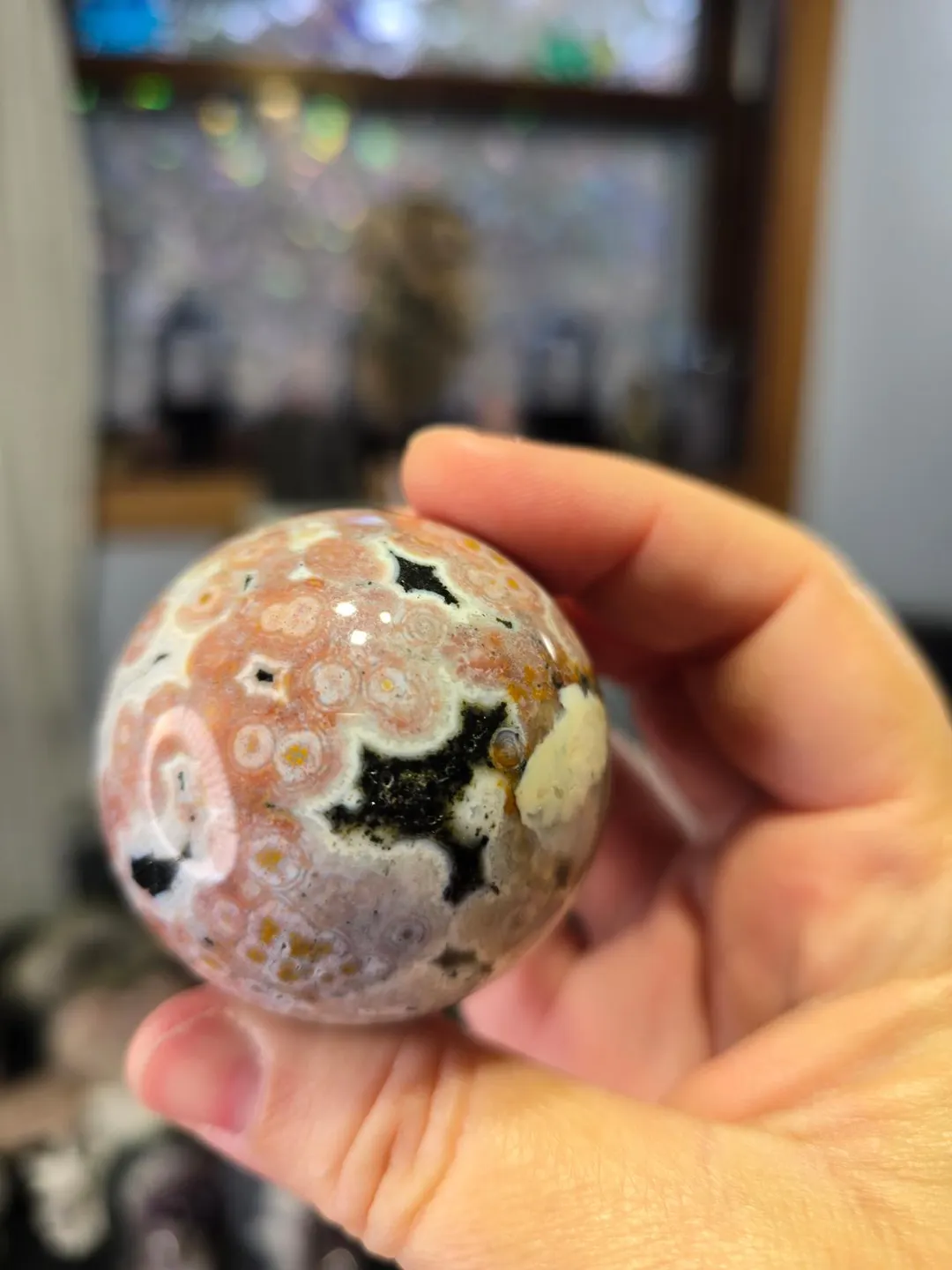オーシャンジャスパー　スフィア　約5cm 8th vein Ocean Jasper sphere, 50mm ($270) from @RainbowBabyGems